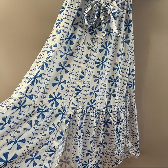 Borgo de nor Marni cotton midi shirt dress size 2 floral vine blue white print - Picture 8 of 16